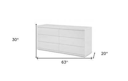 White Solid Wood Six Drawer Double Dresser image 7