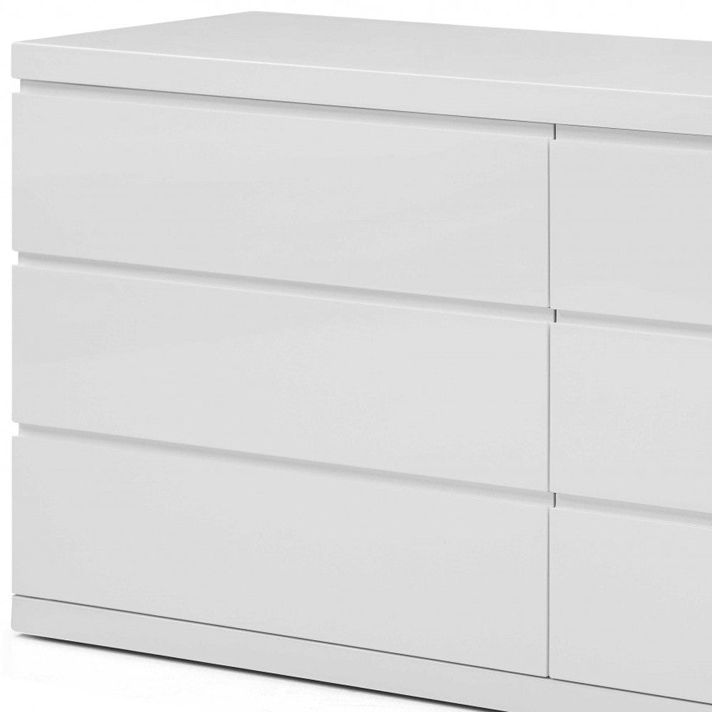 White Solid Wood Six Drawer Double Dresser image 5