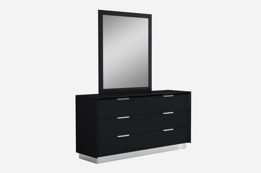 Gold and White Wood 6-Drawer Double Dresser
