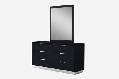 Gold and White Wood 6-Drawer Double Dresser