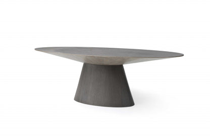 Gray Rounded Solid Wood Pedestal Base Dining Table