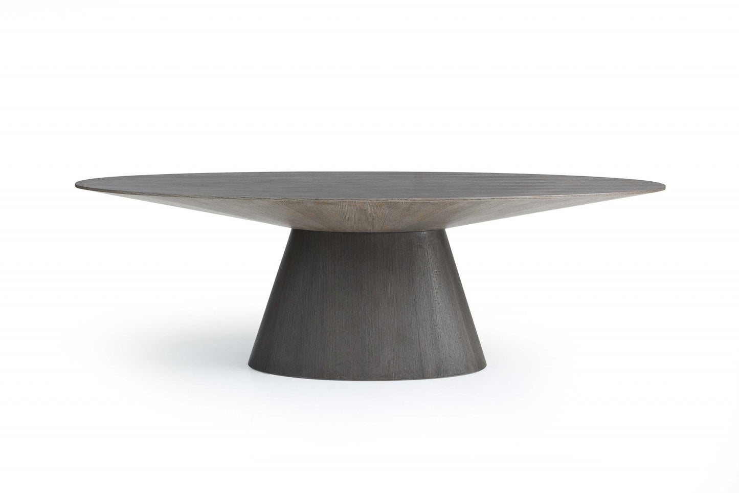 Gray Rounded Solid Wood Pedestal Base Dining Table