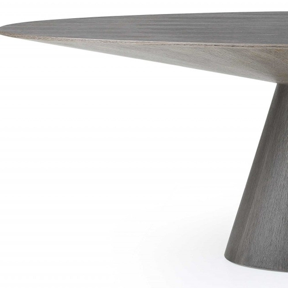 Gray Rounded Solid Wood Pedestal Base Dining Table