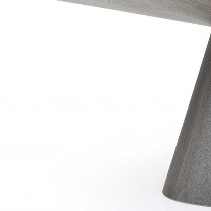 Gray Rounded Solid Wood Pedestal Base Dining Table
