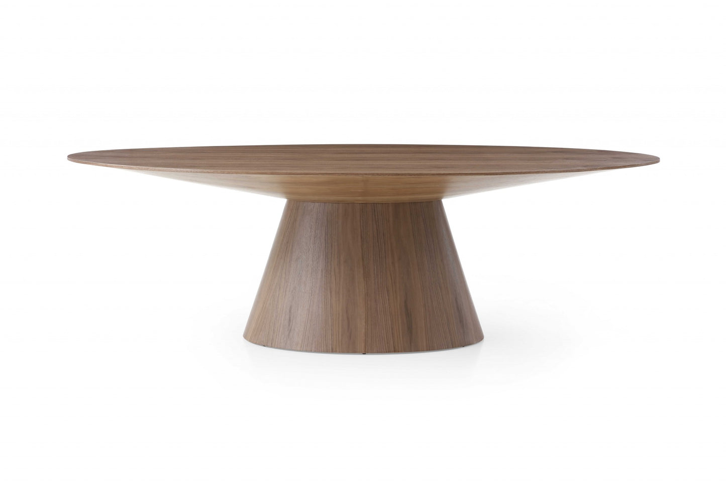Brown Oval Solid Wood Pedestal Base Dining Table