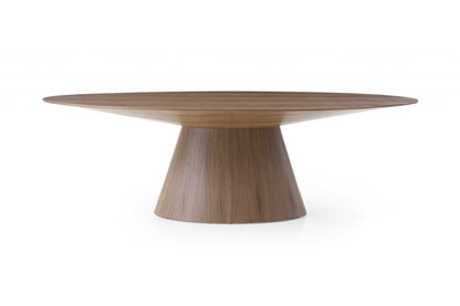 Brown Oval Solid Wood Pedestal Base Dining Table