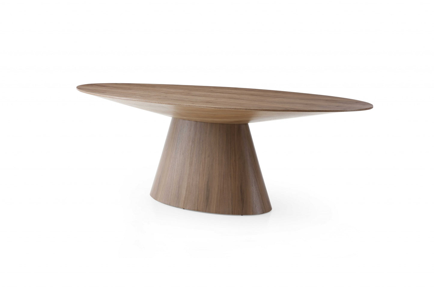 Brown Oval Solid Wood Pedestal Base Dining Table