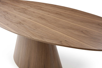 Brown Oval Solid Wood Pedestal Base Dining Table
