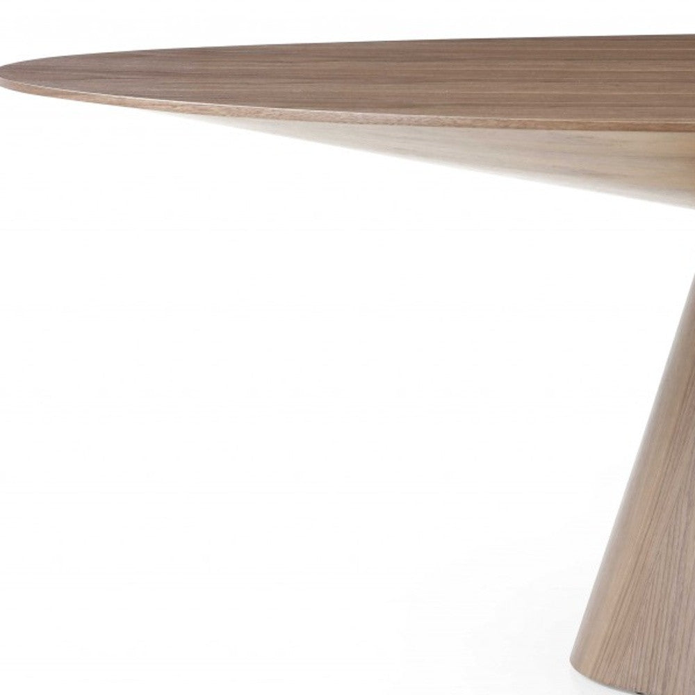 Brown Oval Solid Wood Pedestal Base Dining Table