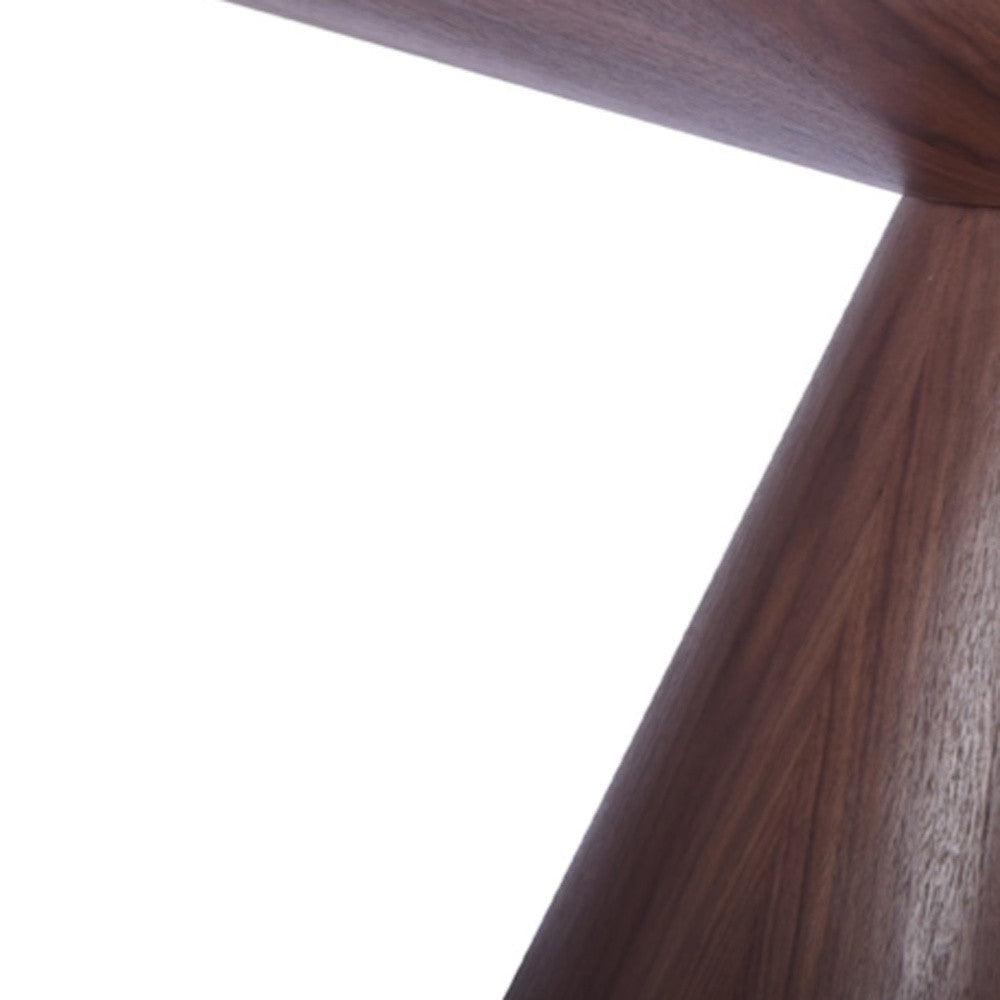 Brown Rounded Solid Wood Pedestal Base Dining Table