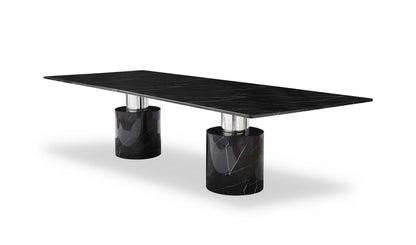 Black Marble Double Pedestal Base Dining Table