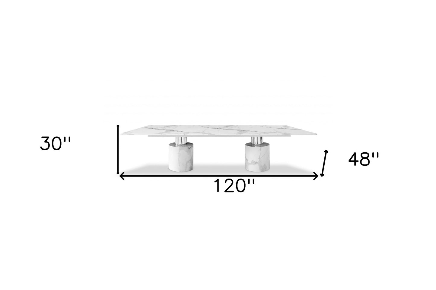 White Marble Double Pedestal Base Dining Table