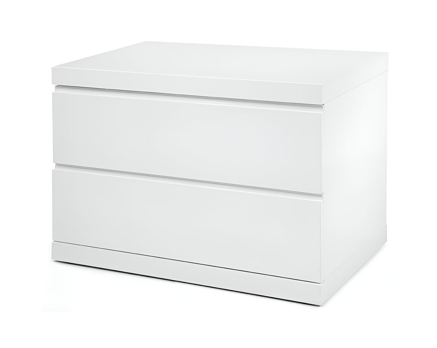 White 2 Drawer Glossy Finish Nightstand