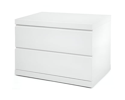White 2 Drawer Glossy Finish Nightstand