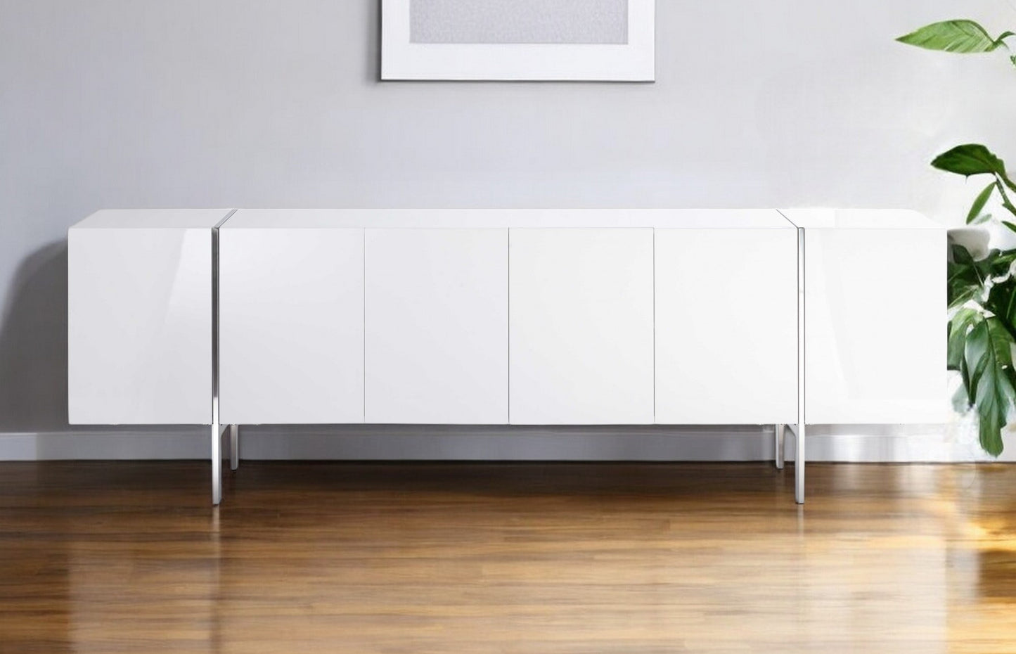 White Stainless Steel Solid Console Table
