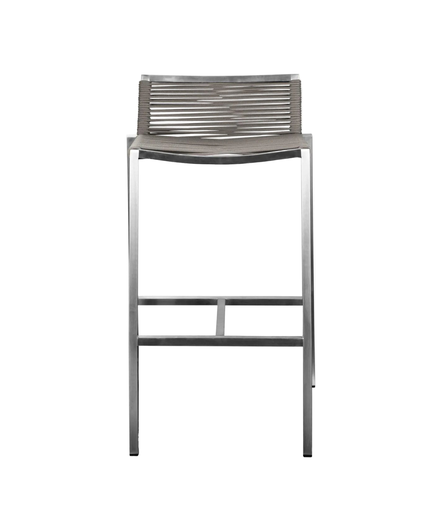 Brown & Silver Stainless Steel Low Back Bar Height Bar Chair