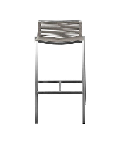 Brown & Silver Stainless Steel Low Back Bar Height Bar Chair