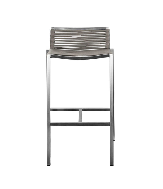 Brown & Silver Stainless Steel Low Back Bar Height Bar Chair