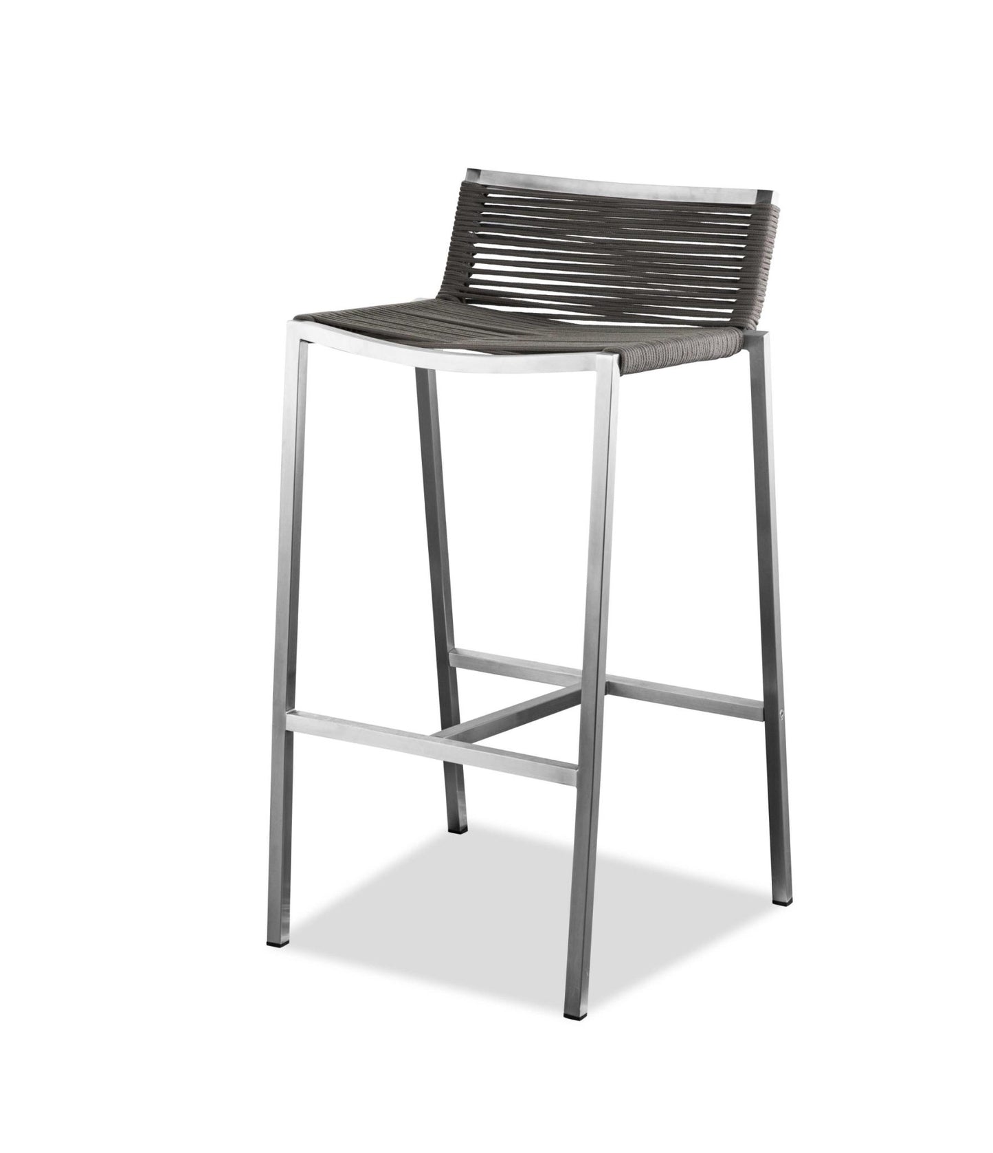 Brown & Silver Stainless Steel Low Back Bar Height Bar Chair