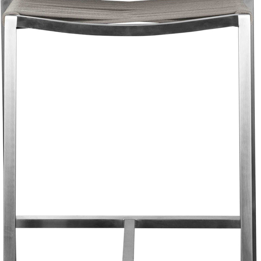 Brown & Silver Stainless Steel Low Back Bar Height Bar Chair