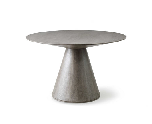 Gray Rounded Solid Wood Pedestal Base Dining Table