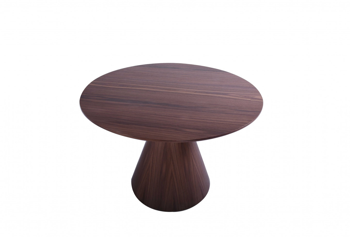 Brown Rounded Solid Wood Pedestal Base Dining Table