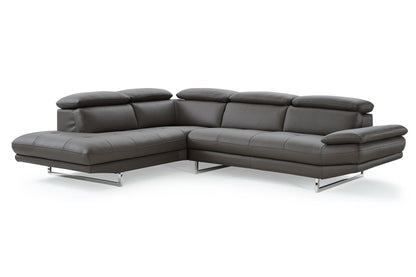 Dark Gray Genuine Leather L Shaped 2 Piece Sofa & Chaise Sectional