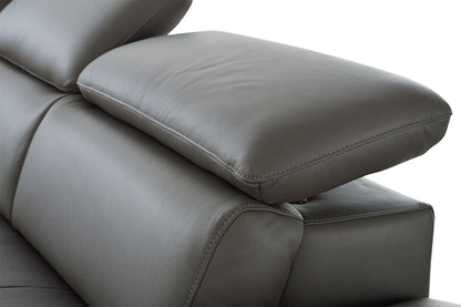Dark Gray Genuine Leather L Shaped 2 Piece Sectional