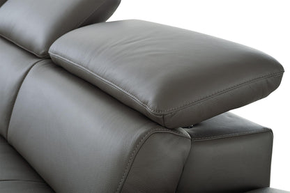 Dark Gray Genuine Leather L Shaped 2 Piece Sofa & Chaise Sectional
