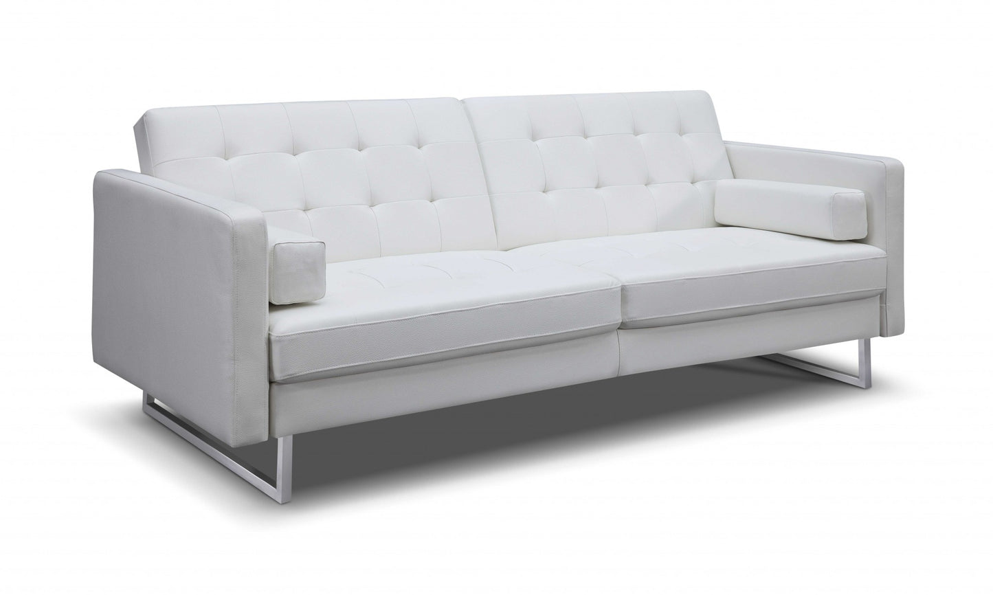 White Faux Leather Sleeper Sofa