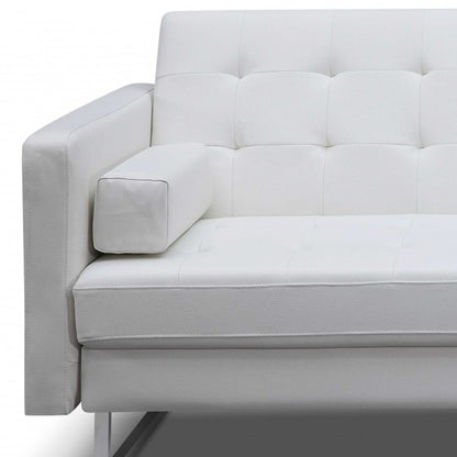 White Faux Leather Sleeper Sofa