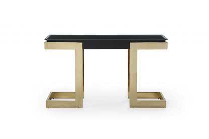 Black & Gold Glass Pedestal Console Table