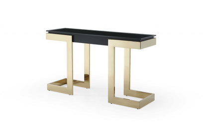 Black & Gold Glass Pedestal Console Table