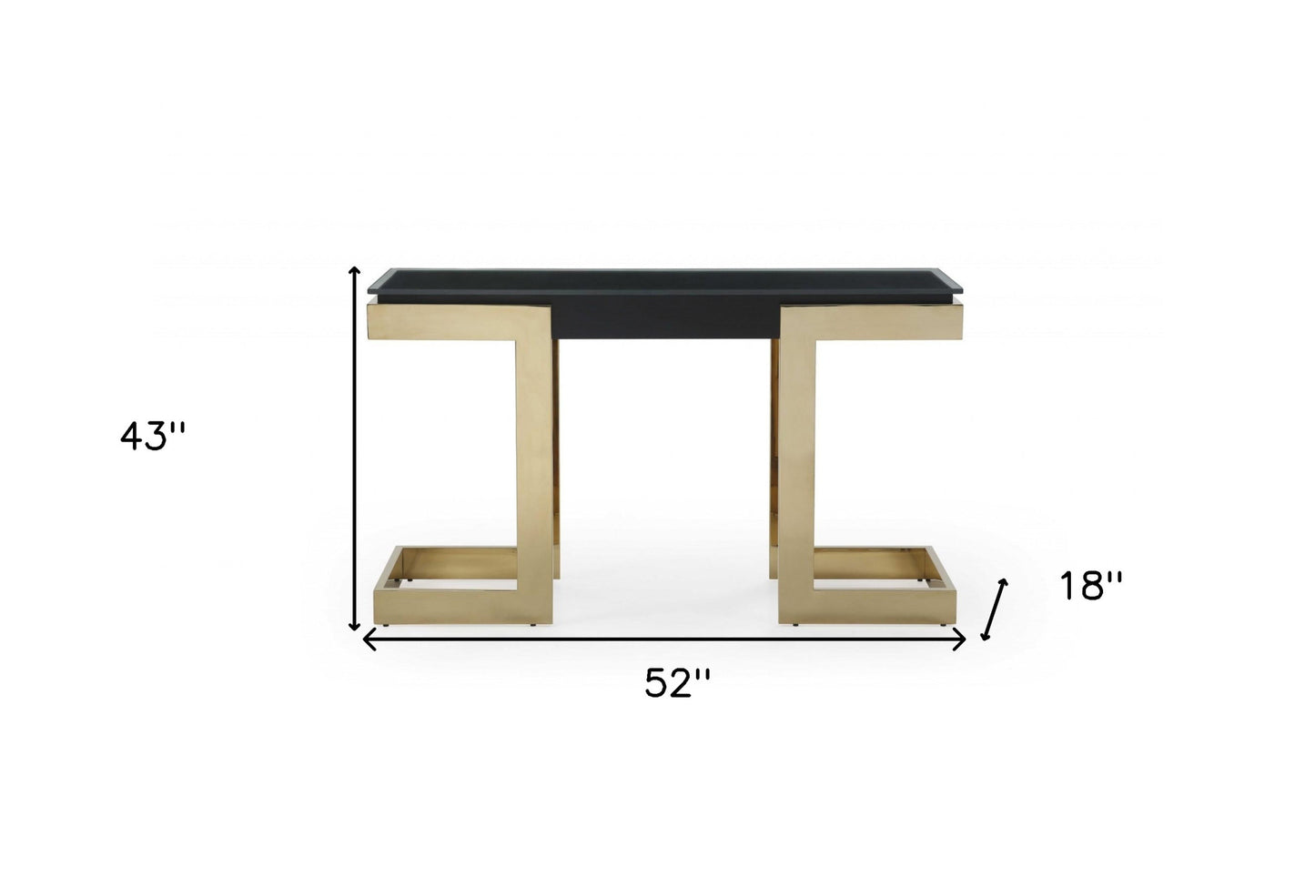 Black & Gold Glass Pedestal Console Table
