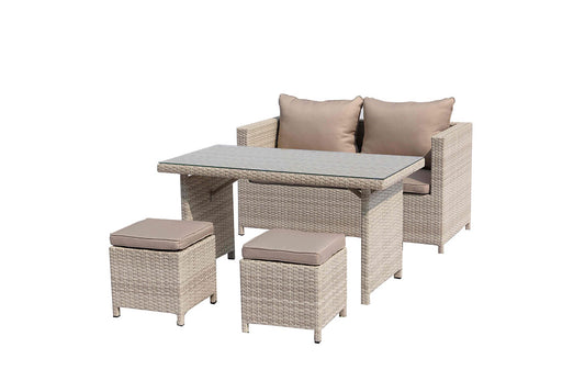 Beige Glass & Iron Coffee Table