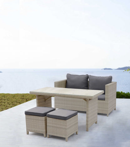 Beige Glass & Iron Coffee Table