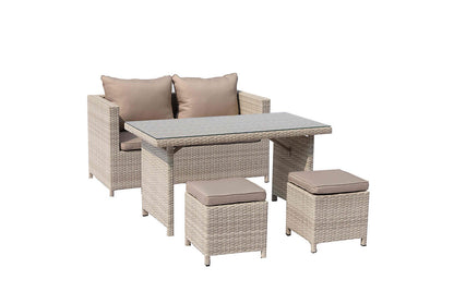 Beige Glass & Iron Coffee Table