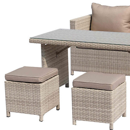 Beige Glass & Iron Coffee Table