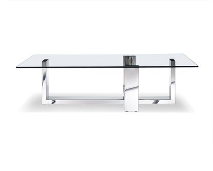 Clear & Silver Glass & Steel Coffee Table