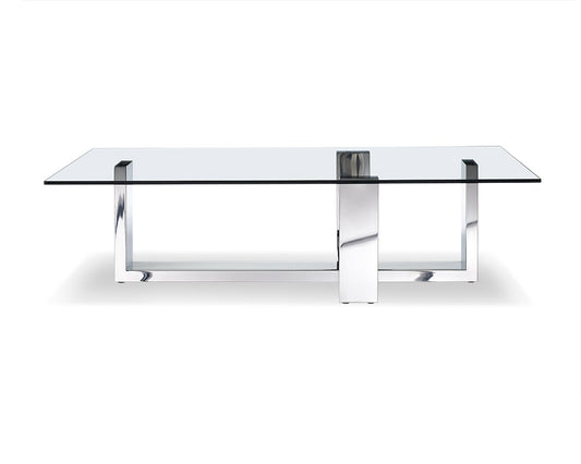 Clear & Silver Glass & Steel Coffee Table