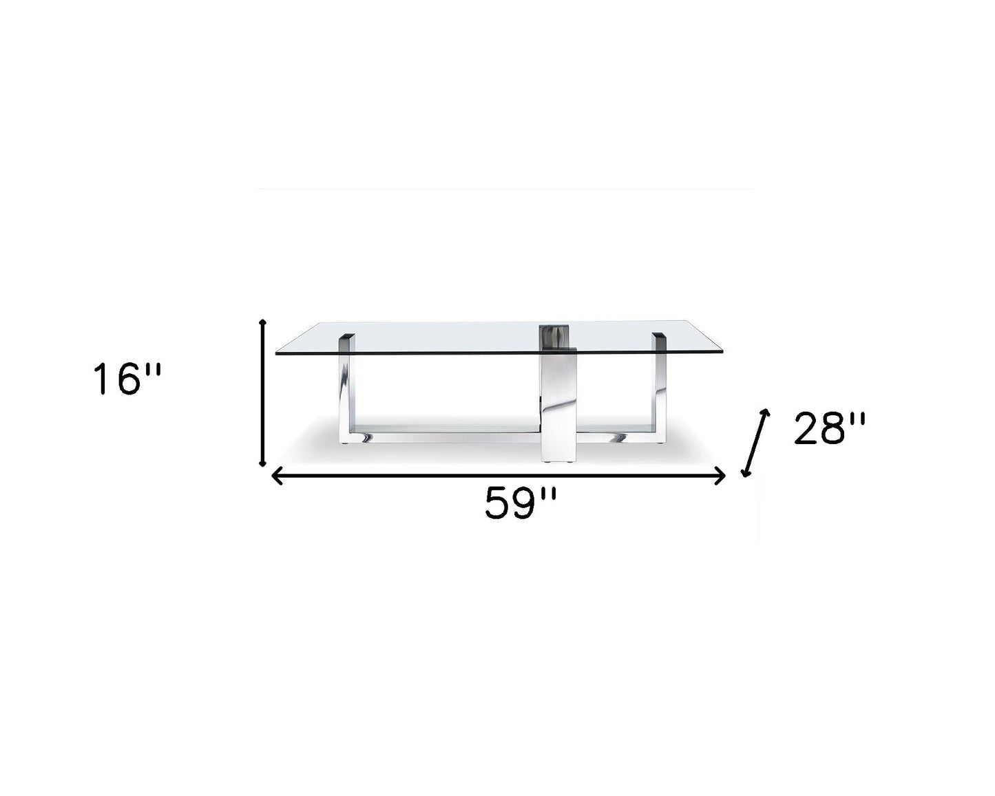 Clear & Silver Glass & Steel Coffee Table