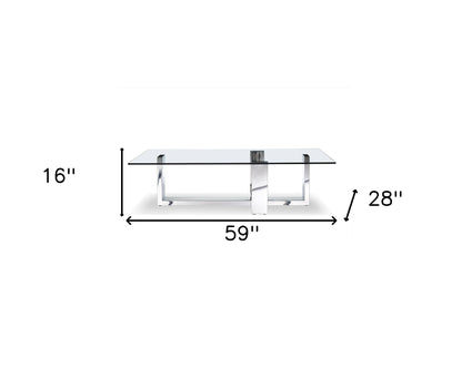 Clear & Silver Glass & Steel Coffee Table