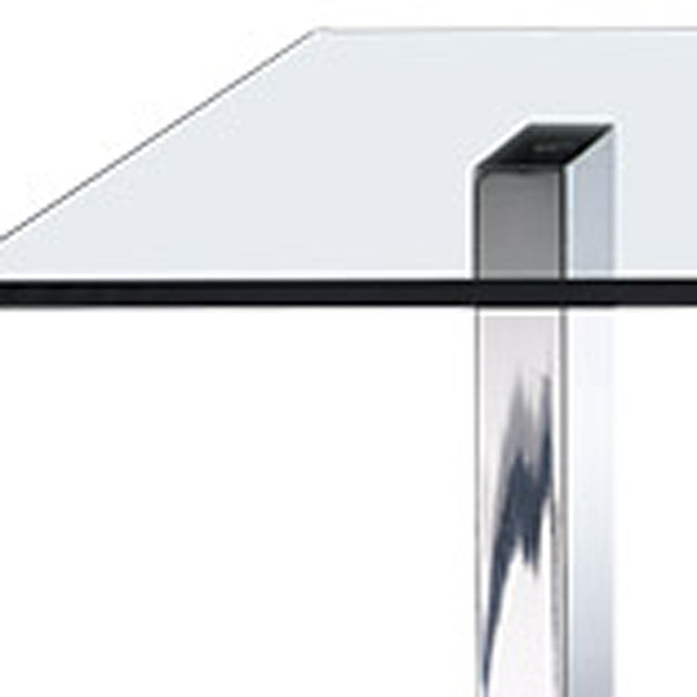Clear & Silver Glass & Steel Coffee Table
