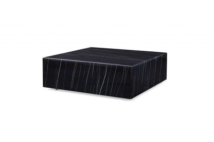 Black Genuine Marble & Brass Square Coffee Table