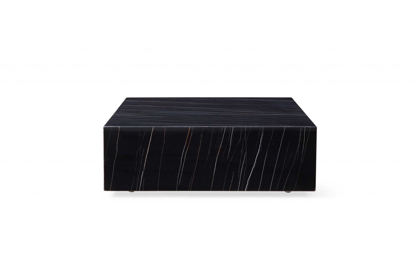 Black Genuine Marble & Brass Square Coffee Table