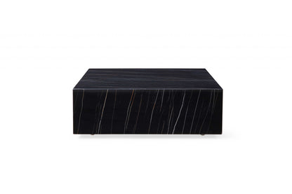 Black Genuine Marble & Brass Square Coffee Table