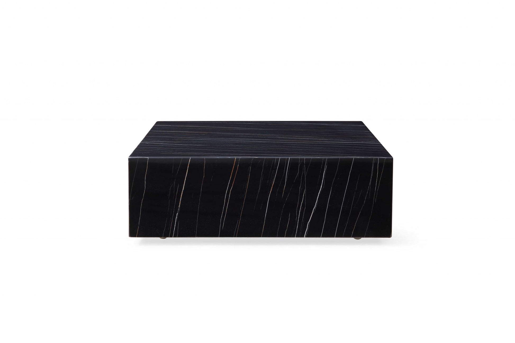 Black Genuine Marble & Brass Square Coffee Table image 3