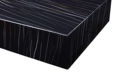 Black Genuine Marble & Brass Square Coffee Table image 5