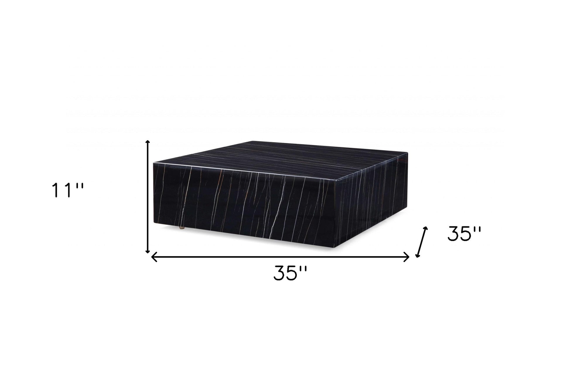 Black Genuine Marble & Brass Square Coffee Table image 9