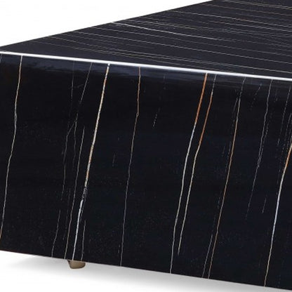 Black Genuine Marble & Brass Square Coffee Table